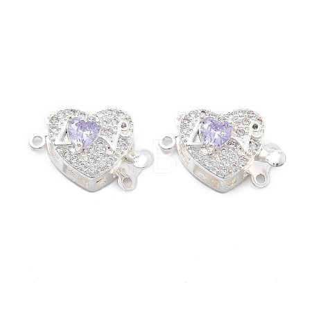 Brass Micro Pave Cubic Zirconia Box Clasps KK-B125-07S-02-1