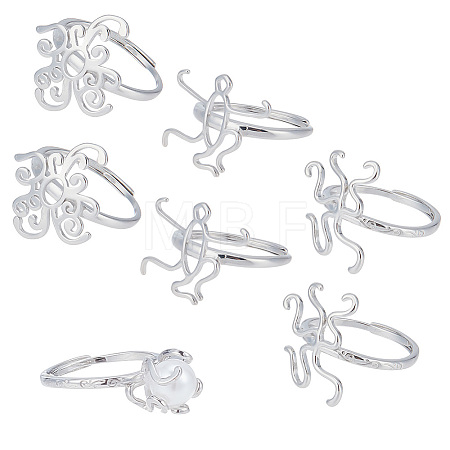 6Pcs 3 Style Adjustable Brass Finger Ring Components KK-PH0005-22-1