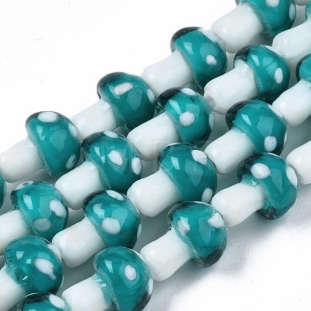 Mushroom Handmade Lampwork Beads Strands LAMP-R116-25-1