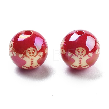 Christmas Theme UV Plating Acrylic Beads OACR-M022-08A-1