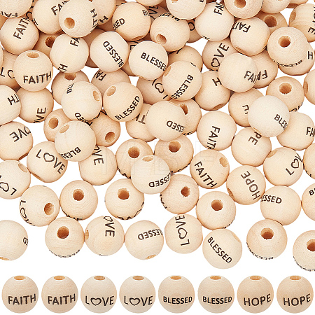 40Pcs 4 Styles Schima Wood European Beads WOOD-PA0001-44-1