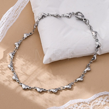 Tarnish Resistant 304 Stainless Steel Heart Link Bracelets X-BJEW-M121-03P-1