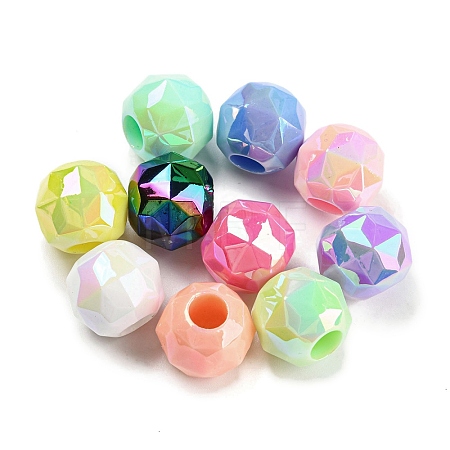 UV Plating Rainbow Iridescent Acrylic European Beads MACR-P040-11-1