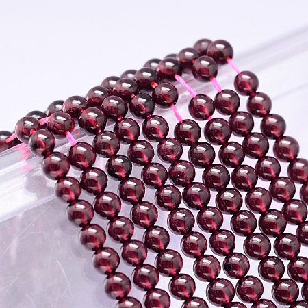 Mozambique Import Grade AA Garnet Round Beads Strands G-E300-AA-4mm-1