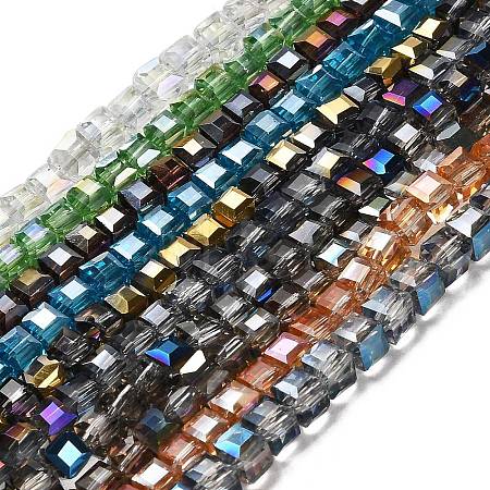 Electroplate Glass Beads Strands EGLA-D018-4x4mm-M3-1