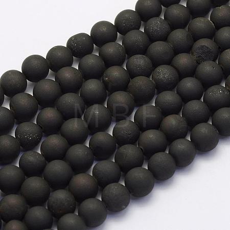 Electroplate Natural Druzy Agate Beads Strands G-G708-10mm-09-1