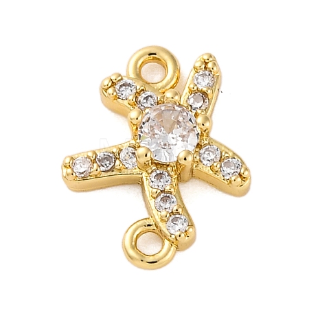 Brass Clear Cubic Zirconia Connector Charms/Links LS-FIND-L019-07G-05-1