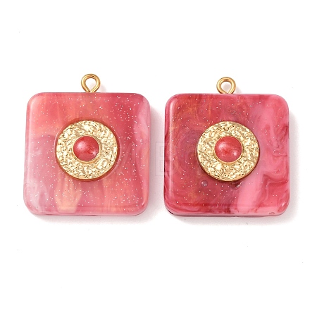 304 Stainless Steel Resin Pendants STAS-F352-07B-04-1