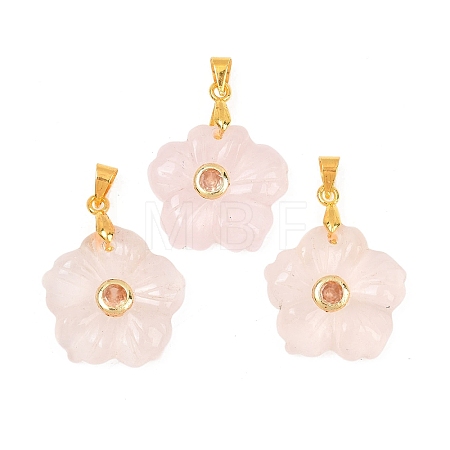 Natural Rose Quartz Carved Pendants G-A315-01G-08-1