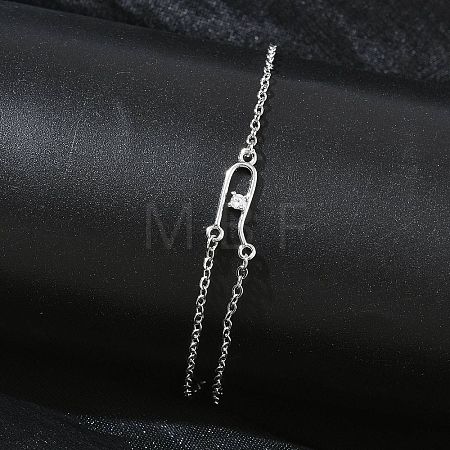 Brass Micro Pave Clear Cubic Zirconia Link Bracelets BJEW-E114-01E-P-1
