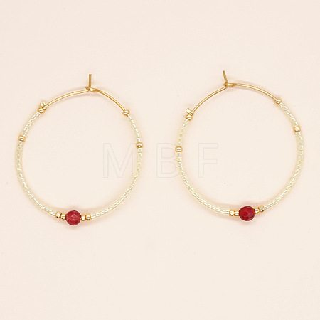 Bohemian Handmade Glass Beaded Hoop Earrings RN1446-3-1