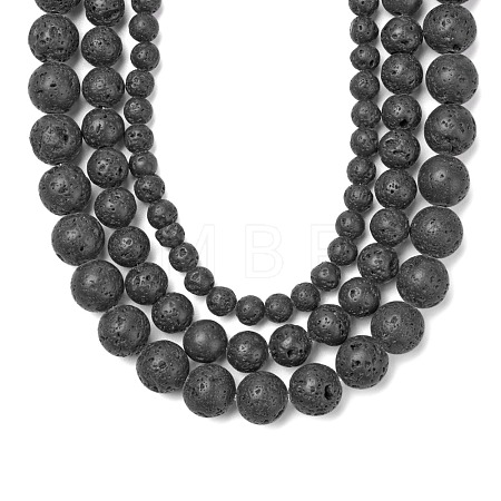 3 Strand 3 Sizes Natural Lava Rock Beads Strands G-FS0001-03-1