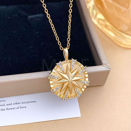 Brass Micro Pave Clear Cubic Zirconia Pendant Necklaces for Women WGF4498-05-1