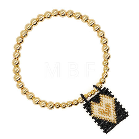 Bohemian Glass Seed Bead Charm Bracelets IW8477-4-1
