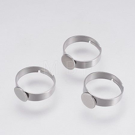 Tarnish Resistant Adjustable 304 Stainless Steel Pad Ring Settings STAS-I088-I-01P-1