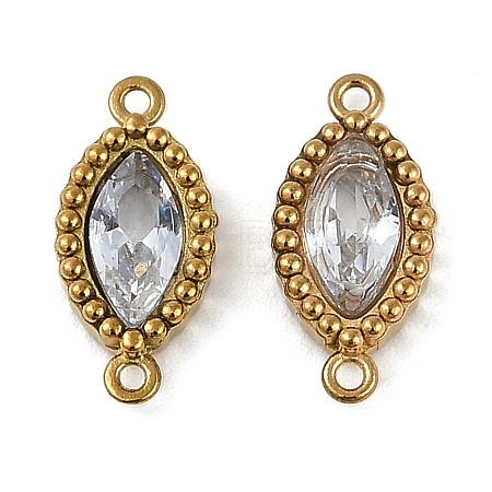 Ion Plating(IP) 304 Stainless Steel Cubic Zirconia Horse Eye Links Connector Charms STAS-K256-21G-05-1