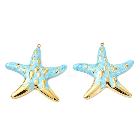 Ocean 304 Stainless Steel Enamel Pendants STAS-T076-08B-03G-1