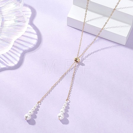Adjustable Brass Cable Chain Lariat Necklaces NJEW-TA00229-1