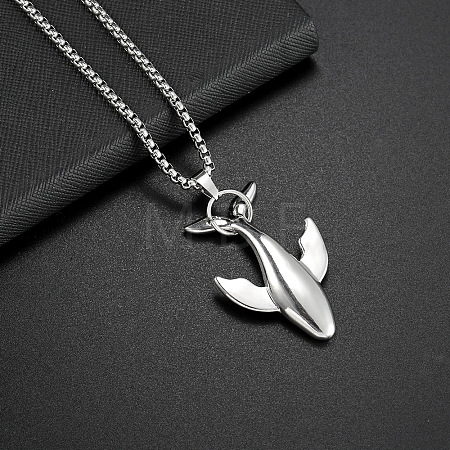 Alloy Whale Pendant Necklaces NJEW-R001-02P-1
