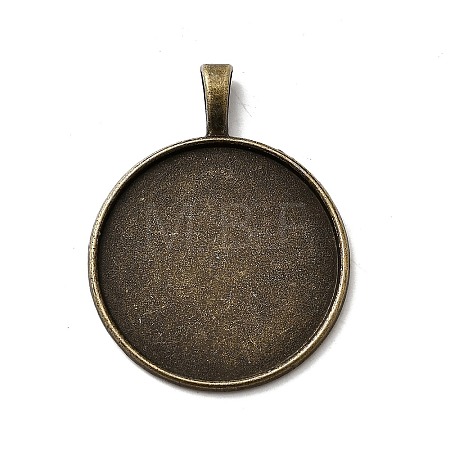 Flat Round Alloy Pendant Cabochon Settings X-PALLOY-N0088-26AB-NF-1