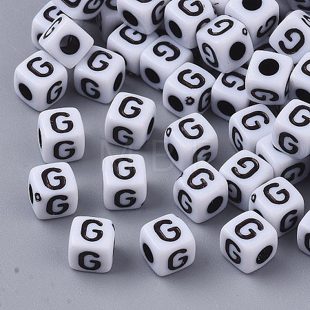 White Opaque Acrylic Beads X-MACR-R869-02G-1