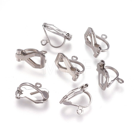 Tarnish Resistant 304 Stainless Steel Clip-on Earring Findings X-STAS-P206-02P-1