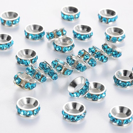 Brass Rhinestone Spacer Beads RB-A020-7mm-03S-1