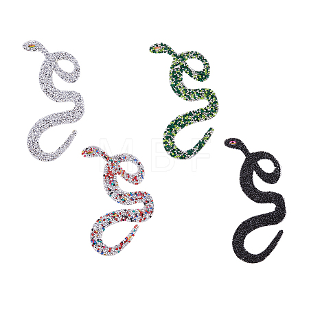 4Pcs 4 Colors Rhinestone Self-adhesion Cloth Patches DIY-FH0007-56-1