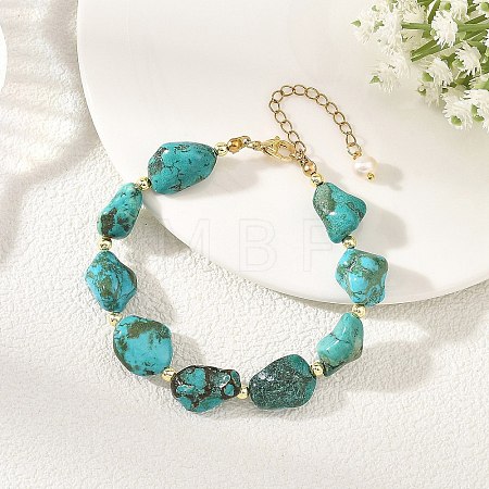 Dyed Natural Magnesite Nuggets Beaded Bracelets for Women BJEW-JB14252-1