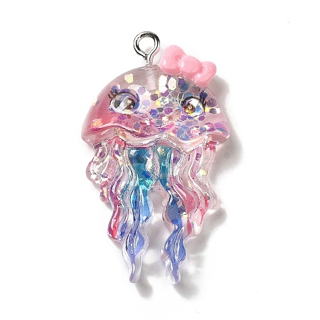 Ocean Theme Transparent Resin Pendants RESI-P029-07P-B-1