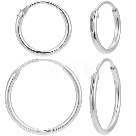 4 Pairs 2 Size 925 Sterling Silver Huggie Hoop Earring Findings STER-BBC0006-34-1