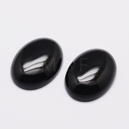 Oval Natural Dyed & Heated Black Agate Cabochons G-K020-40x30mm-01-1