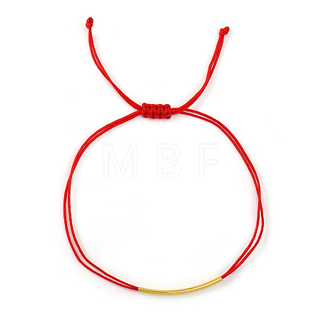 Adjustable Brass Curved Tube Woven Cord Braided Bead Bracelets WG4426-5-1