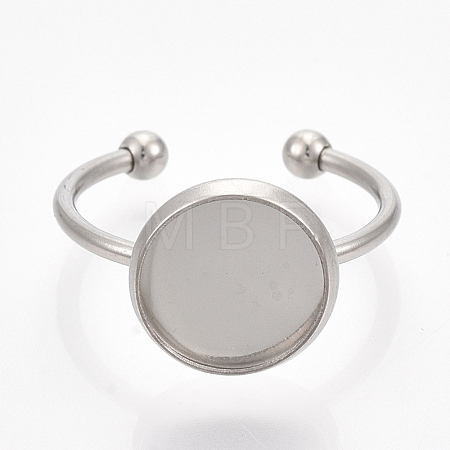 Tarnish Resistant 201 Stainless Steel Cuff Finger Rings Components X-STAS-T047-19A-1