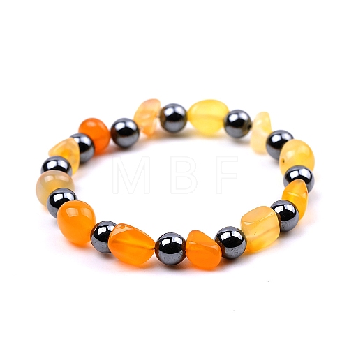 Dyed Natural Agate Beaded Stretch Bracelets PW-WG1B074-02-1