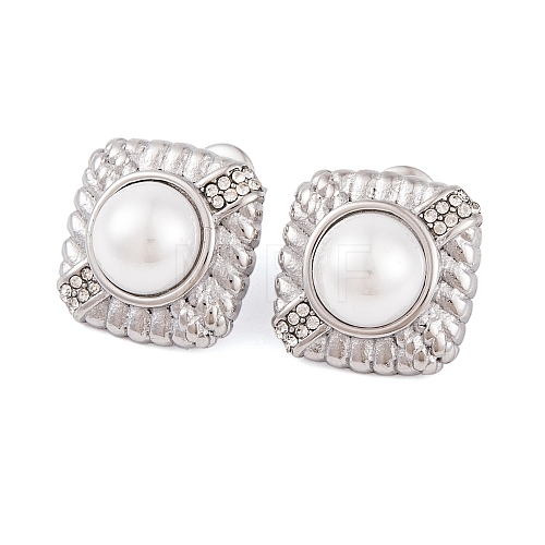 304 Stainless Steel Rhinestone Stud Earrings EJEW-A049-15P-1