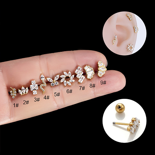 316L Surgical Stainless Steel Pave Clear Cubic Zirconia Cartilage Earrings for Women Men WGC0157-01-1