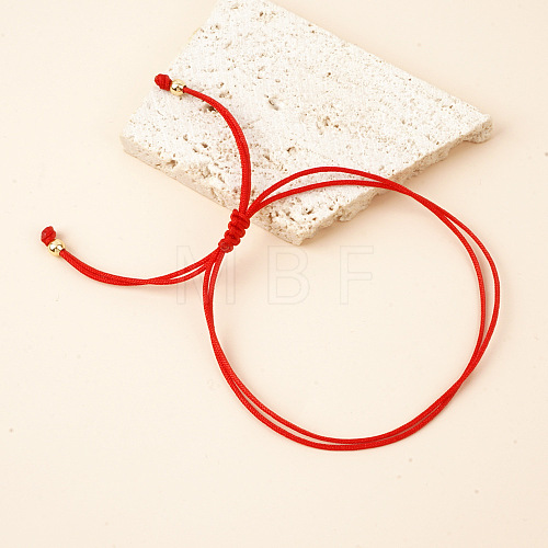 Fashionable Red Fibre Braided Rope Bracelets for Women Men HN7750-1-1