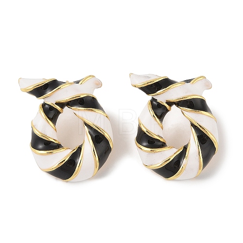 Brass with Enamel Twist Stud Earrings for Women EJEW-Q389-02G-02-1