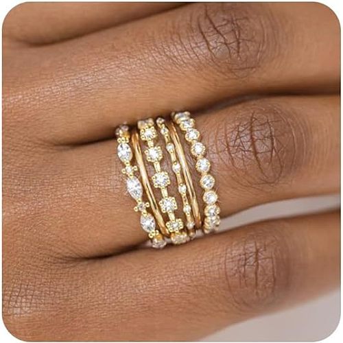 Horse Eye/Square/Flat Round Zinc Alloy Crystal Rhinestone Finger Rings Sets FS-WG67419-01-1