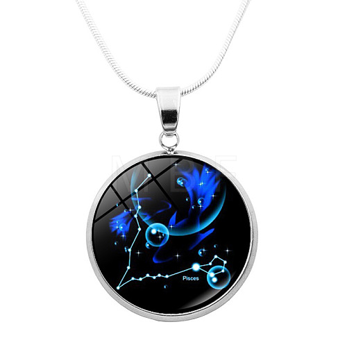 Glass Constellation Pendant Necklace with Brass Snake Chains PW-WG90948-04-1