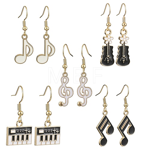 Golden Alloy Enamel Dangle Earrings for Women X-EJEW-JE05657-1