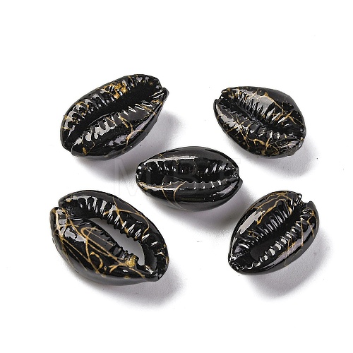 Spray Painted & Drawbench Cowrie Shell Beads SSHEL-M023-03C-1