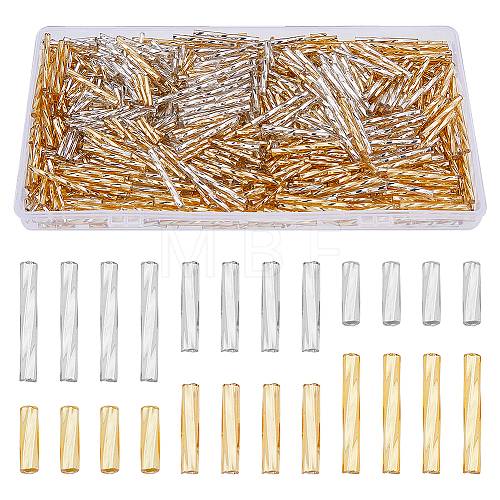 SUPERFINDINGS 1422Pcs 6 Style Glass Twisted Bugle Beads SEED-FH0001-11-1