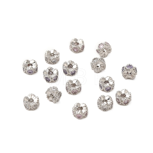 Brass Micro Pave Cubic Zirconia Beads KK-C072-22P-1