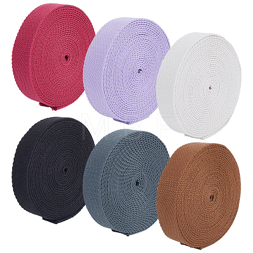 BENECREAT 6 Colors Flat Polycotton Ribbon OCOR-BC0006-21B-1