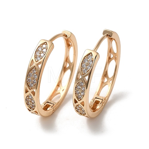 Brass Micro Pave Cubic Zirconia Hoop Earrings EJEW-M238-60KCG-1