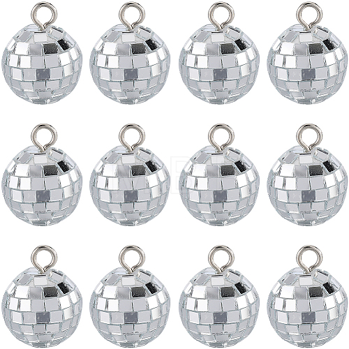 SUNNYCLUE 24Pcs Mirror Ball Reflective Ball Pendants AJEW-SC0002-62-1