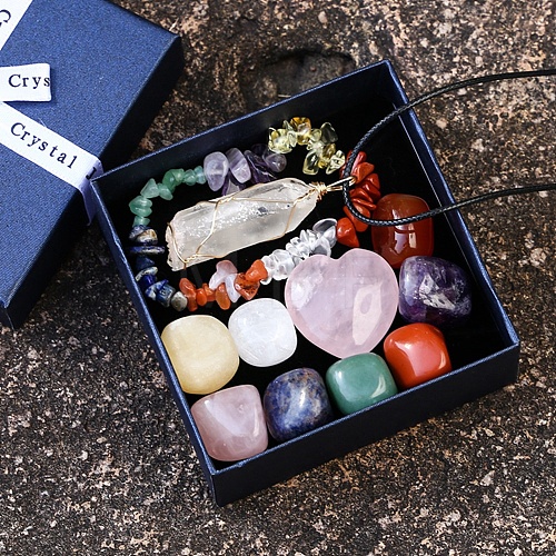 Natural Mixed Healing Stones Set for Meditation Reiki PW-WG90800-01-1