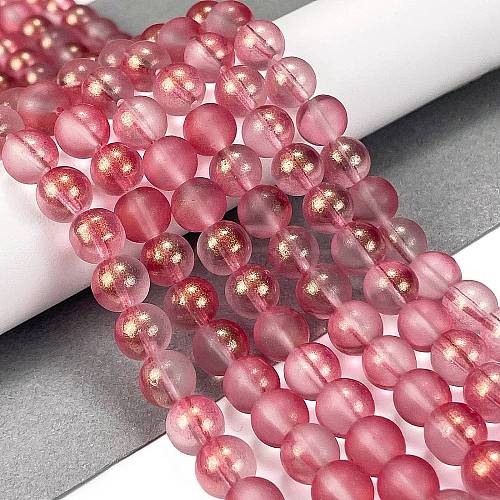 Frosted Transparent Glass Bead Strands GLAA-P065-8mm-09-1